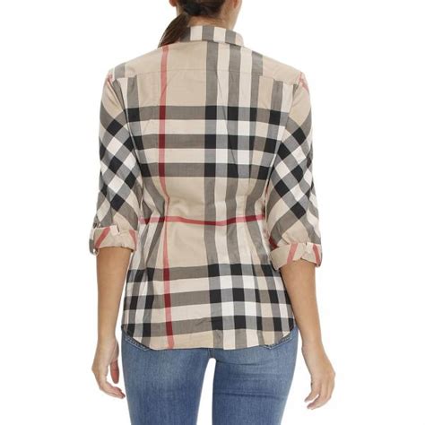 burberry tanti check camicia donna blue|Camicia in cotone Check (Husk) .